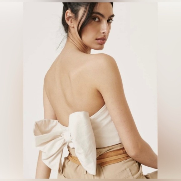 Hutch Tops - Hutch for Anthropologie strapless top Big Bow in back Womens size 12 Linen blend